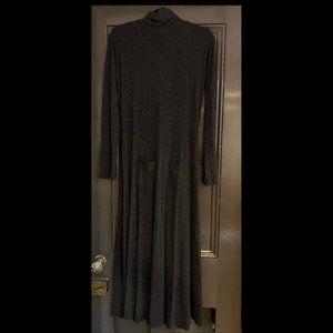 Gray Cotton Maxi Turtleneck Dress. NEW